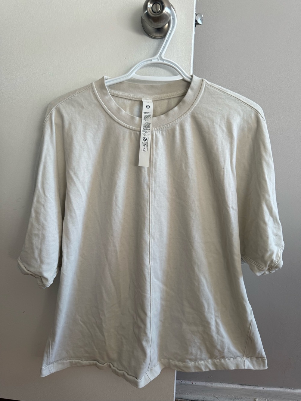 Lululemon Crewneck Short-Sleeve Shirt in Light Cream